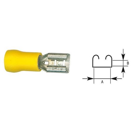 Manchon connecteur plat semi-isole 5,5 mm², 9,5 x 1,1 mm couleur jaune, emballage  :  100 pcs