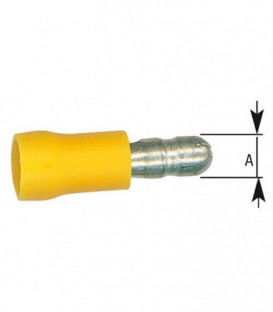 Fiche coaxial semi-isolee 5,5 mm², 5,0 mm couleur jaune, emballage  :  100 pcs