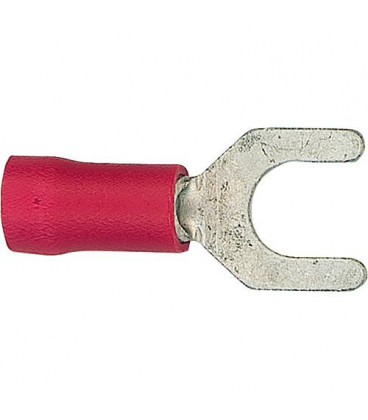 Cosse de cable en forme fourchu isolee, 1,25 mm², 3,7 mm Couleur rouge, emballage  :  100 pcs