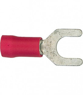 Cosse de cable en forme fourchu isolee, 1,25 mm², 5,3 mm Couleur rouge, emballage  :  100 pcs