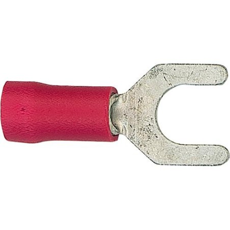 Cosse de cable en forme fourchu isolee, 1,25 mm², 5,3 mm Couleur rouge, emballage  :  100 pcs