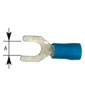 Cosse de cable en forme fourchu isolee, 2,5 mm², 6,4 mm Couleur bleu, emballage  :  100 pcs