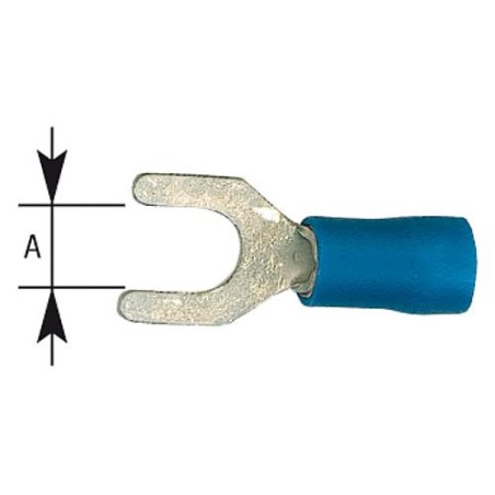Cosse de cable en forme fourchu isolee, 2,5 mm², 6,4 mm Couleur bleu, emballage  :  100 pcs
