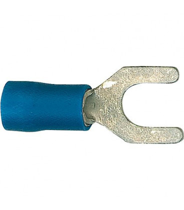 Cosse de cable en forme fourchu isolee, 2,5 mm², 5,3 mm Couleur bleu, emballage  :  100 pcs