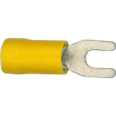 Cosse de cable en forme fourchu isolee, 5,5 mm², 8,4 mm Couleur jaune, emballage  :  100 pcs