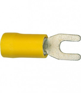 Cosse de cable en forme fourchu isolee, 5,5 mm², 5,3 mm Couleur jaune, emballage  :  100 pcs