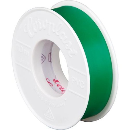 Rubant isolant pour l'electricite vert largeur 15 mm longueur 10 metres