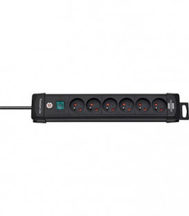 6 prises de courant Premium Plus noir, 3m, H05VV-F 3G1,5 avec interrupteur