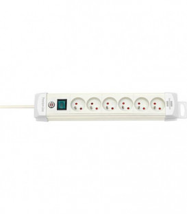 6 prises de courant Premium Plus blanc, 3m, H05VV-F 3G1,5 avec interrupteur