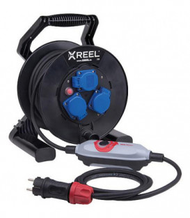 PRCD-S+Enrouleur de cables de securite XREEL 250, 3x prises Schuko, 25m cable, H07RN-F 3 G1,5