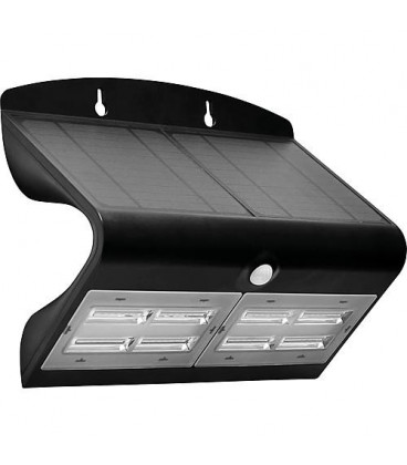 Luminaire mural LED solaire 6,8W, noir, 800 Lumen avec detecteur de mouvement