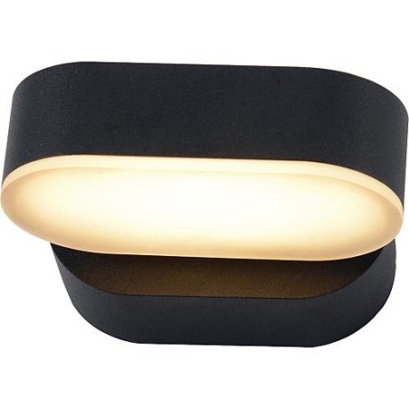 lampe exterieure LED 7,5W, 340° rotatif, oval, IP54, noir matt