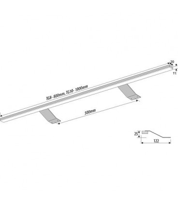 eclairage meuble 800, LED 13,5W, 90LED Aluminium, alimentation 1m