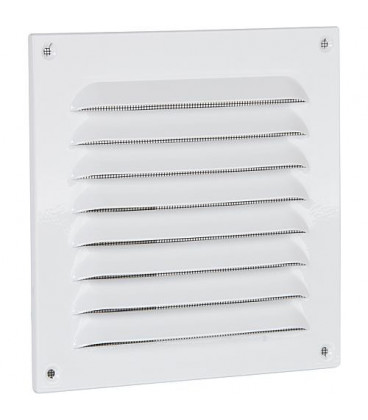 Grille de protection contre les intemperies en alu, blanc. 400x400 mm protection anti-insectes, vis et chevilles