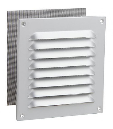 Grille d'aeration intempéries en alu, anodisee - 200x200mm moustiquaire, vis et chevilles