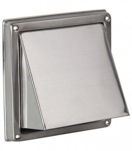 Hotte d'évacuation d'air en inox V2A brossé, raccord diam. 100 mm, mesure ext 150 x 150 mm