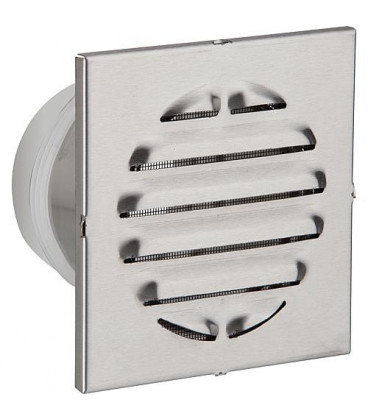 Grille de protection intemperies a embouts V2A, diametre 100 mm L:100 mm, ext. 150x150 mm carre