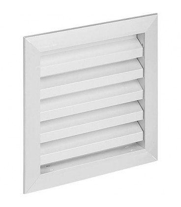 Grille de protection contre les intemperies en alu. 395x395 mm avec moustiquaire et ancrage mural