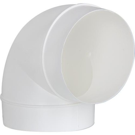 Tube rond coudé DN 100, 90 ° blanc avec manchon