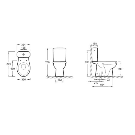 Pack WC sans bride PATIO sortie horizontale