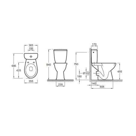 Pack WC BRIVE Cuvette surélevée sortie horizontale