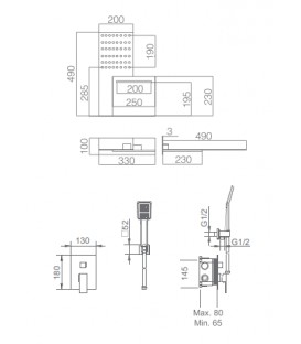 ENSEMBLE DE DOUCHE THERMOSTATIQUE ENCASTRÉ RODAS NOIR MAT