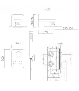 ENSEMBLE DE DOUCHE THERMOSTATIQUE ENCASTRÉ MADEIRA NOIR MAT