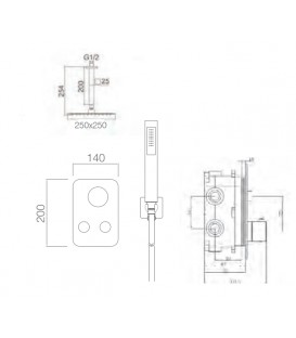 ENSEMBLE DE DOUCHE THERMOSTATIQUE ENCASTRÉ PORTUGAL NOIR MAT