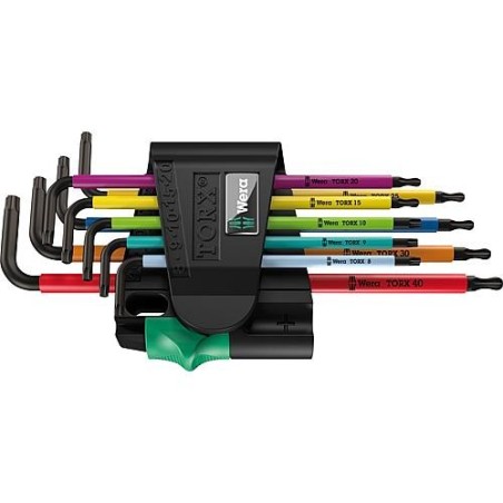 Kit Clés coudées WERA TORX 9 pièces avec longue branche et fonction de retenue