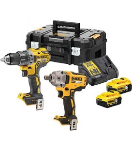 Kit batteries DeWALT 2 pièces perceuse visseuse, visseuse à percussion, 2x 5,0 Ah et chargeur