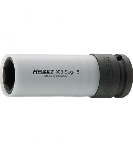 Douille impact HAZET 1/2" 6 pans, 15, L: 85mm avec chemise