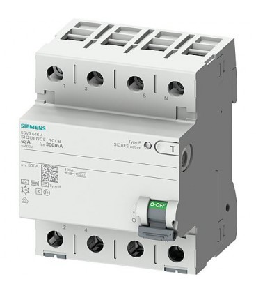 FI-Interrupteur de protection Siemens, 4 poles, type B, 40A, 300mA, 5SV3644-4