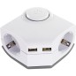 Prise de courant d'angle, double, avec 2 prises USB, interrupteur, protection thermique et de l'enfance