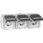 Prise de courant en saillie triple PEHA IP44,schuko, marquage horizontal, D 6633 WAB NA