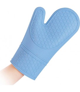 Mitaine de protection chaleur silicone - lg 30 cm bleu clair main gauche et/ou droite - 1 pce
