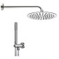 Kit promotion douche : tete de douche ronde, Ø 250mm, inox, avec tube mural 300mm, douchette, flex.