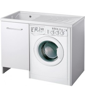Bac de lavage gauche avec element bas et étagere, tiroir avec corbeille lxhxp: 109x850x600 mm