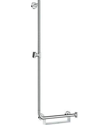 Barre de douche Hansgrohe Unica Comfort 1100mm, blanc/chrome avec corbeille, gauche