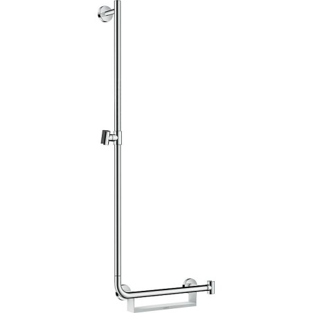 Barre de douche Hansgrohe Unica Comfort 1100mm, blanc/chrome avec corbeille, gauche