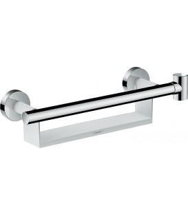 Poignée de maintien Hansgrohe Comfort, blanc/chrome, avec fixation douchette et étagère