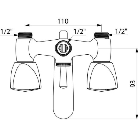 Mélangeur bain-douche, mâle 15 x 21, entraxe 110 mm bec fixe : réf. D2410