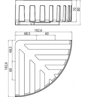 Corbeille d'angle emco system 2 chrome, fixation masquée lxhxp: 182,6x80x182,6mm