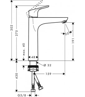 Mitigeur vasque Hansgrohe 190 Focus, sans robinetterie d'écoulement, chrome