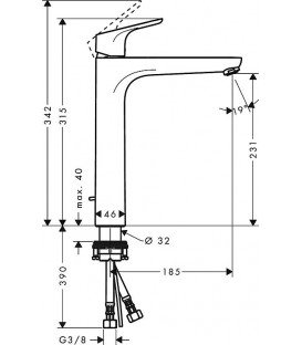 Mitigeur vasque Hansgrohe 230 Focus avec robinetterie d'écoulement, chrome