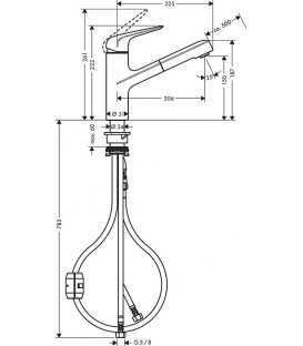 Mitigeur d'évier Hansgrohe 150 Focus M42, extractible, chrome