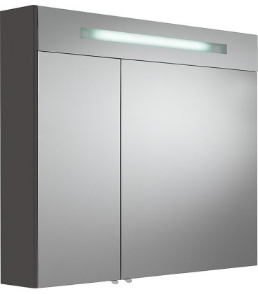 Armoire à glace avec cache lumineux, anthracite mat, 2 portes