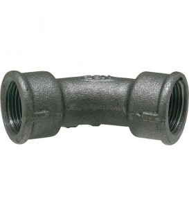 Raccord en fonte malleable, noir coude 45°, 1/2" (fem/fem) Type 41