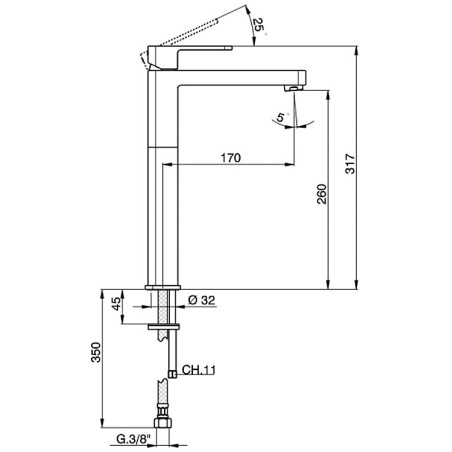 Mitigeur de Lavabo Rehaussé Dado