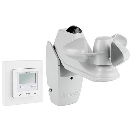 Minutérie programmable Soliris Smoove Uno Pure White Kit avec automatisme horaire, vent et soleil et cadre