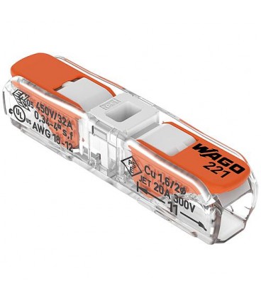 Wago Connecteur de passage avec levier 221-2401, max. 12 AWG, couleur du couvercle : blanc